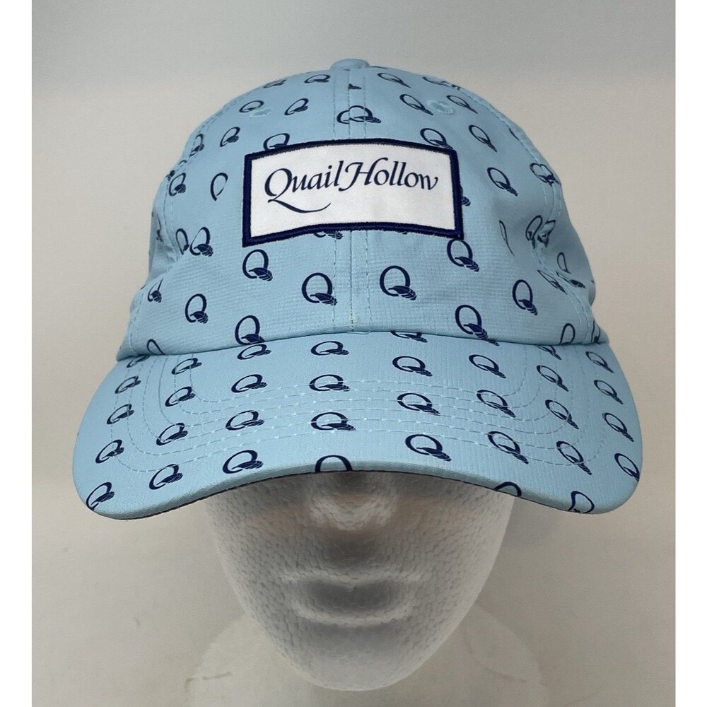 Imperial Quail Hollow Country Club Golf Hat Cap Allover Logo Blue Adjustable